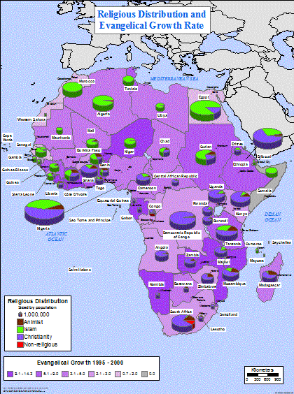 Africa- Religious Distribution and Evangelical Growth Rate